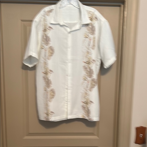 Express Other - Express White Casual Button Down Shirt with Subtle Floral Design